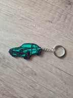 Retro Sportauto Groen Sleutelhanger