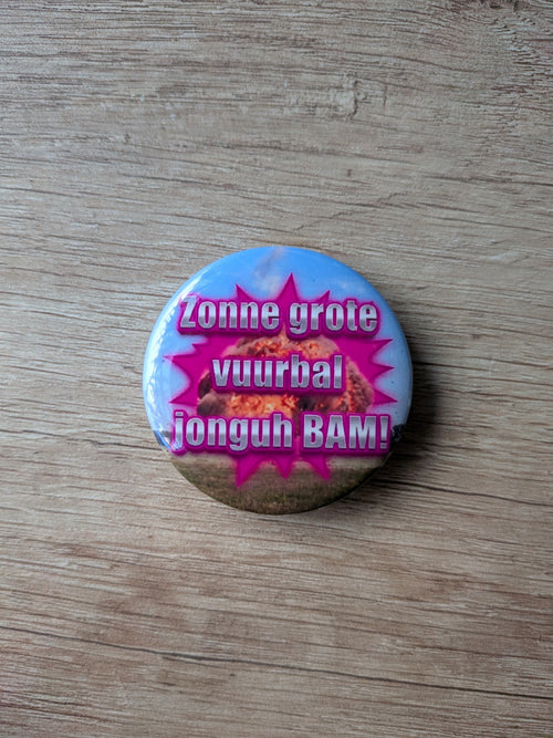 Button Zonne grote vuurbal jonge!